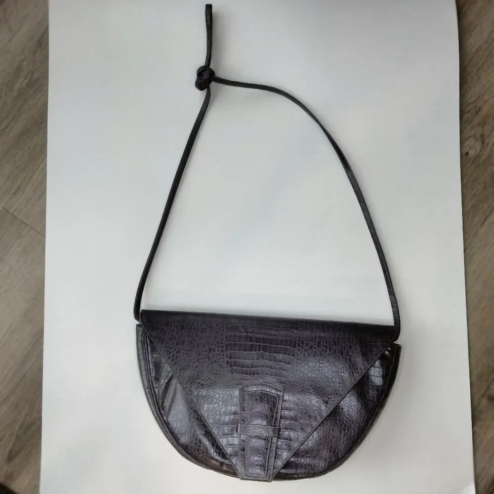 Vintage Robert Bestien Shoulder Bag Crocodile Embossed Pattern Leather Purse